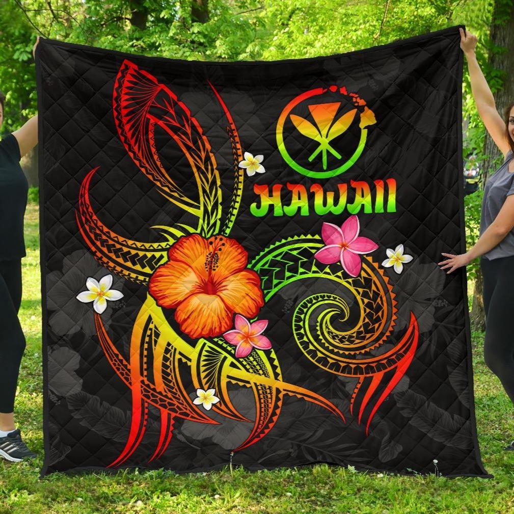 Polynesian Hawaii Premium Quilt - Legend of Kanaka Maoli (Reggae) - Polynesian Pride