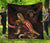 Niue Polynesian Premium Quilt - Turtle With Blooming Hibiscus Gold - Polynesian Pride