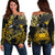 Samoa Polynesian Women's Off Shoulder Sweater - Eagle Tribal Pattern Yellow Yellow - Polynesian Pride