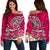 Polynesian Women's Off Shoulder Sweater - Turtle Plumeria Pink Color Pink - Polynesian Pride