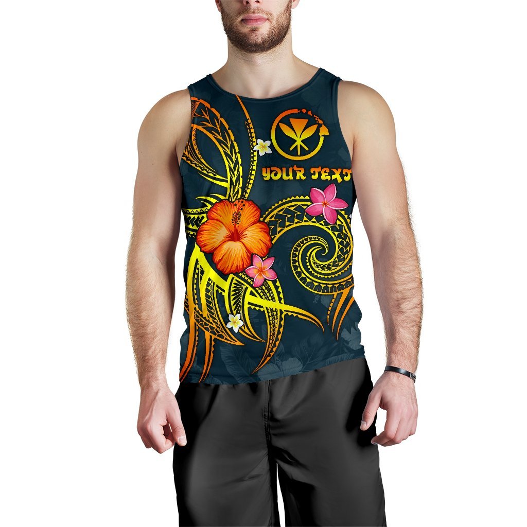 Polynesian Hawaii Personalised Men's Tank Top - Legend of Kanaka Maoli (Blue) Blue - Polynesian Pride