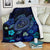 Hawaiian Blue Ocean Honu And Flowers Premium Blanket White - Polynesian Pride