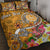 Tahiti Custom Personalised Quilt Bed Set - Turtle Plumeria (Gold) Black - Polynesian Pride