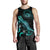 Hawaii Polynesian Men Tank Top - Turtle With Blooming Hibiscus Tuquoise - Polynesian Pride