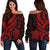 Kosrae Women Off Shoulder Sweater - Red Tentacle Turtle Red - Polynesian Pride