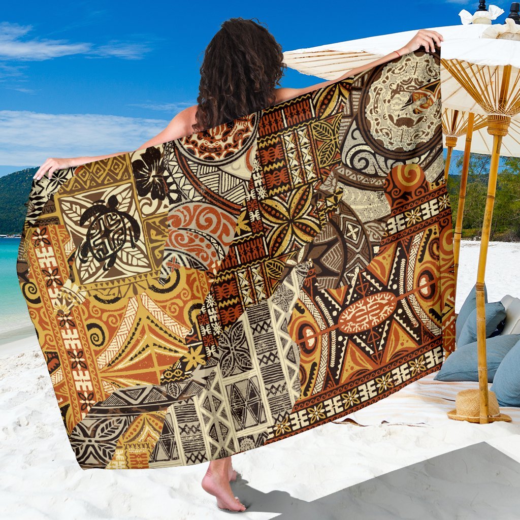 Polynesian Sarong - Tribal Fabric Patchwork Special Style SARONG ONE SIZE Vintage Color - Polynesian Pride