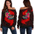 Yap Women's Off Shoulder Sweater - Polynesian Hook And Hibiscus (Red) - Polynesian Pride