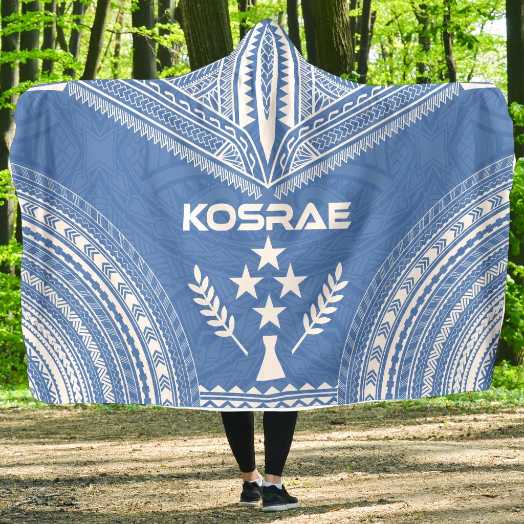 Kosrae Flag Polynesian Chief Hooded Blanket Hooded Blanket Blue - Polynesian Pride