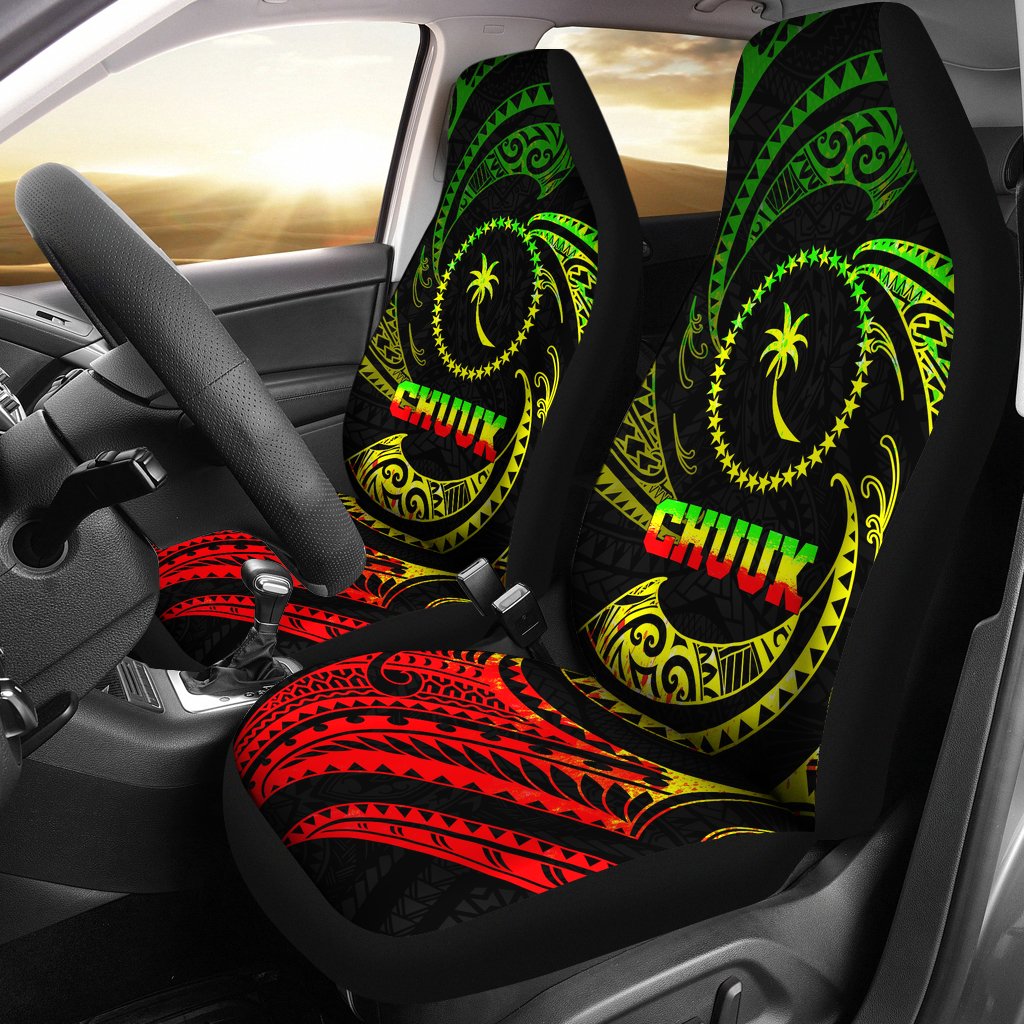 Chuuk Micronesia Car Seat Covers - Reggae Tribal Wave Universal Fit Reggae - Polynesian Pride