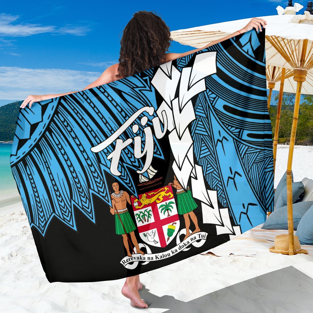 Fiji Polynesian Sarong - Tribal Wave Tattoo Flag Style One Style One Size Blue - Polynesian Pride