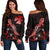 Wallis And Futuna Polynesian Women's Off Shoulder Sweater - Turtle With Blooming Hibiscus Red Red - Polynesian Pride