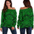 Polynesian Women's Off Shoulder Sweater 06 Green - Polynesian Pride