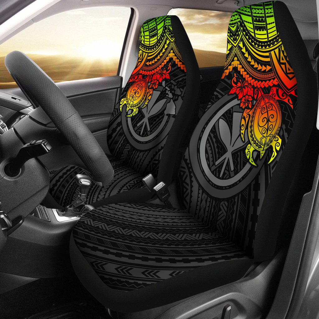 HawaiiPolynesian Car Seat Covers - Kanaka Maoli Reggae Turtle Hibiscus Universal Fit RED - Polynesian Pride