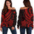 Papua New Guinea Women's Off Shoulder Sweater - Red Tentacle Turtle Red - Polynesian Pride