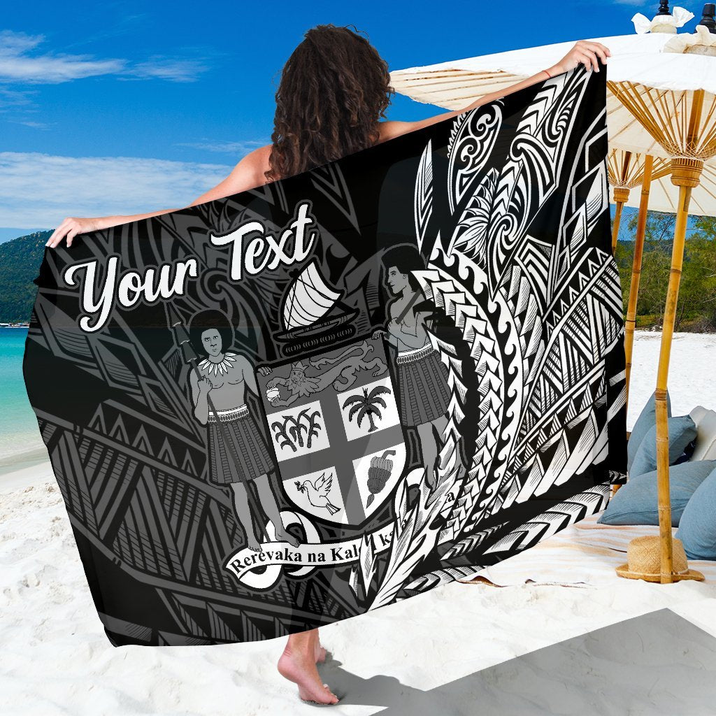 Fiji Sarong - Custom Personalised Wings Style Sarong - Fiji One Size Black - Polynesian Pride