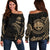 Federated States of Micronesia Women's Off Shoulder Sweater - Gold Tribal Wave Gold - Polynesian Pride