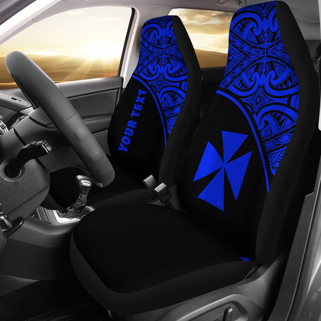 Wallis and Futuna Custom Personalised Car Seat Covers - Wallis and Futuna Coat Of Arms Polynesian Blue Curve Universal Fit Blue - Polynesian Pride