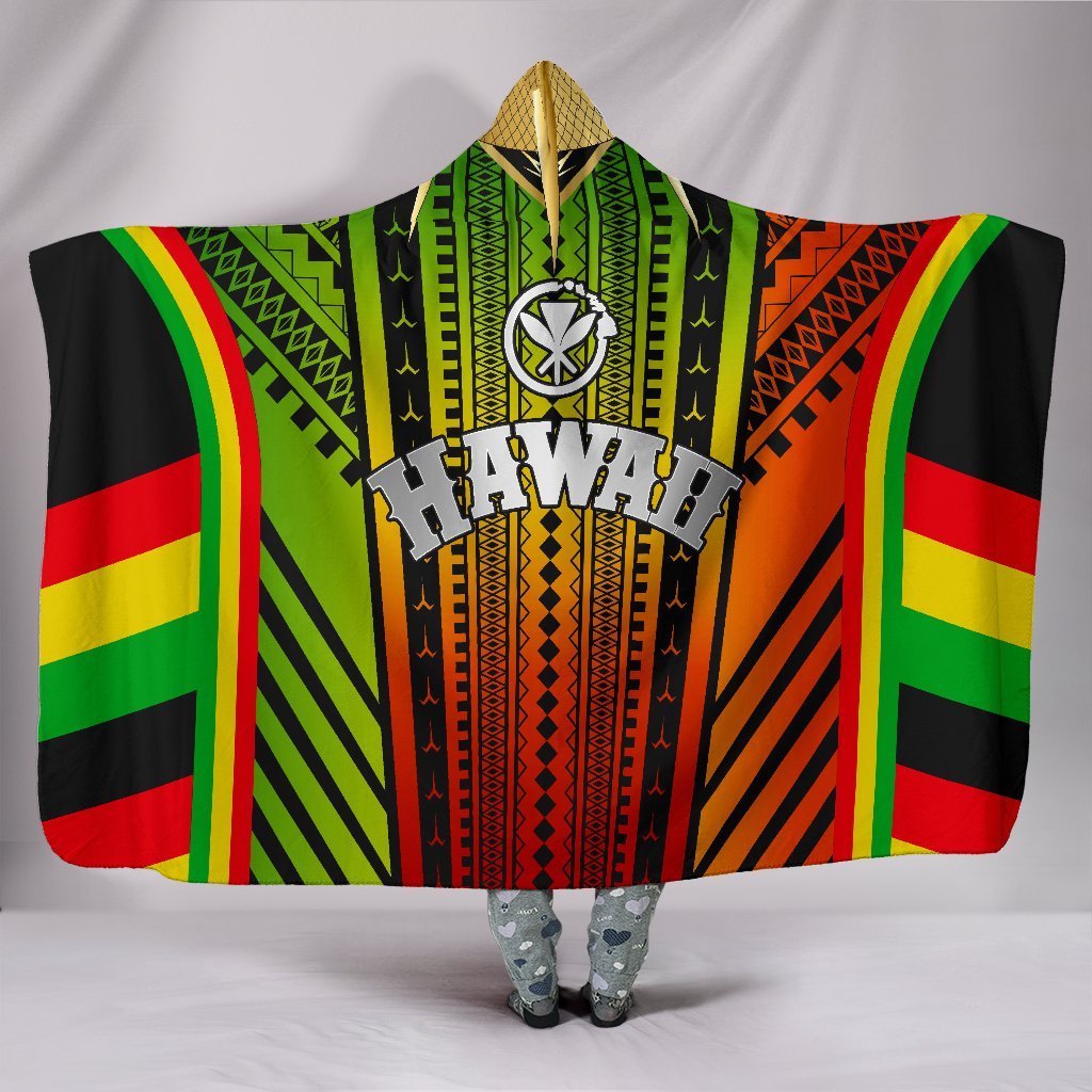 Hawaii Polynesian Hooded Blanket - Tribal Ornamental Hooded Blanket Reggae - Polynesian Pride