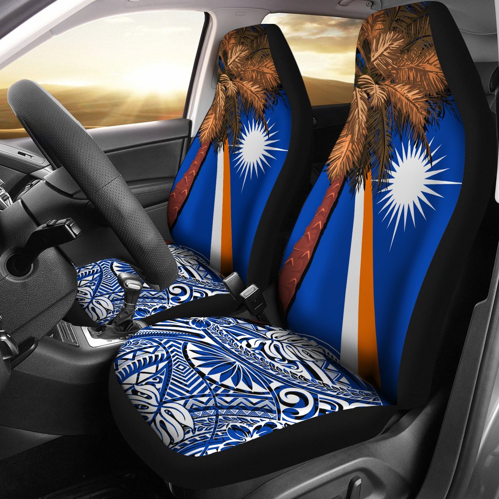 Marshall Islands Polynesian Car Seat Covers - Palm Tree Universal Fit Blue - Polynesian Pride