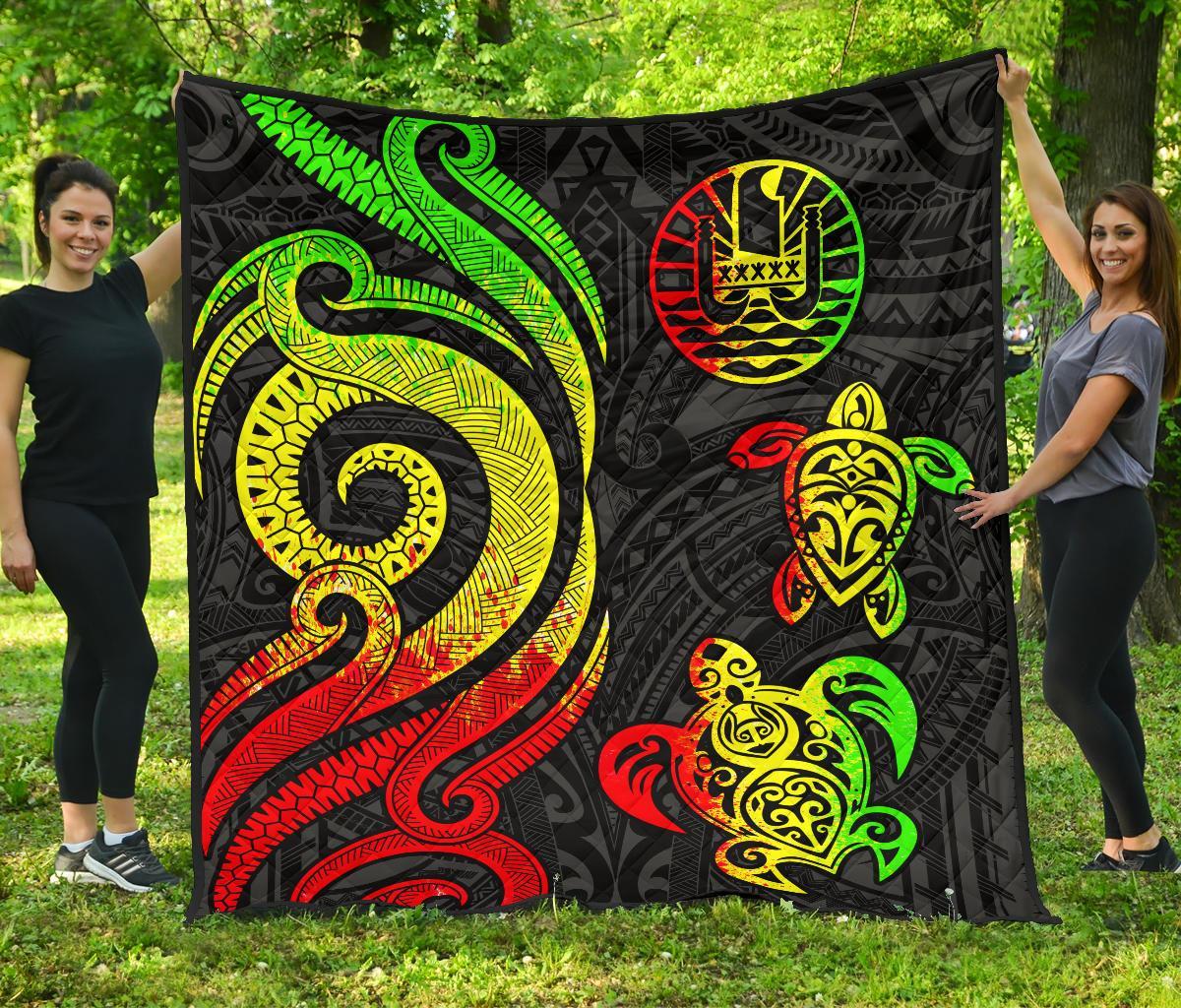 Tahiti Polynesian Premium Quilt - Reggae Tentacle Turtle - Polynesian Pride