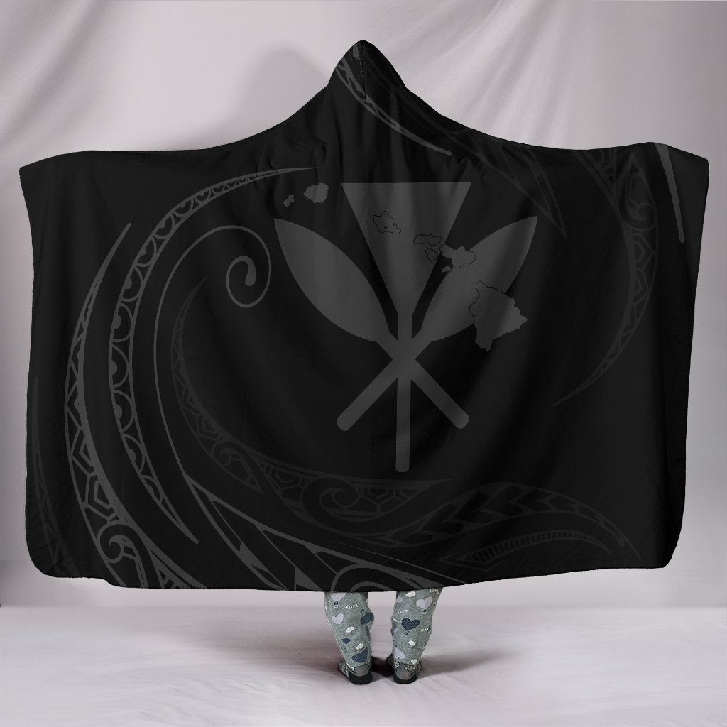 Kanaka Hooded Blanket - Gray - Frida Style Hooded Blanket Black - Polynesian Pride