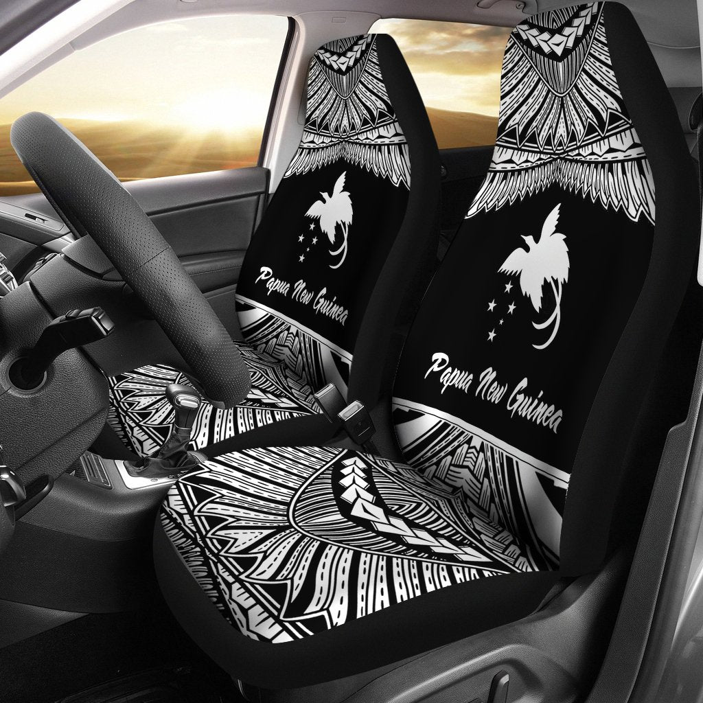 Papua New Guinea Polynesian Car Seat Covers - Pride White Version Universal Fit White - Polynesian Pride