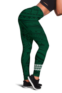 Hawaii Warrior Helmet Football Green Kakau Women's Leggings - Polynesian Pride