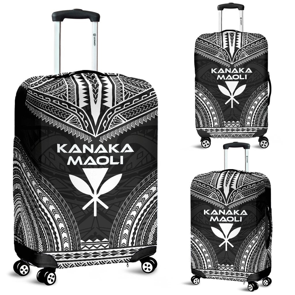 Kanaka Maoli Polynesian Chief Luggage Cover - Black Version Black - Polynesian Pride