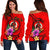 Vanuatu Polynesian Custom Personalised Women's Off Shoulder Sweater - Floral With Seal Red Red - Polynesian Pride