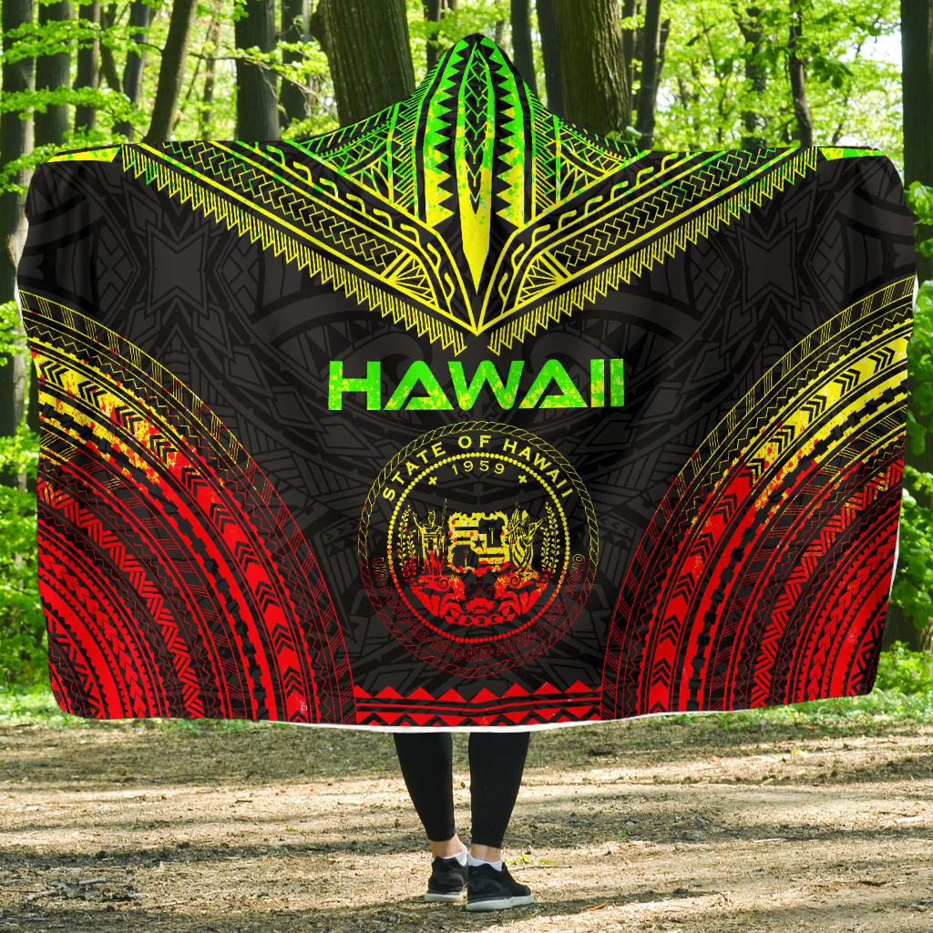 Hawaii Polynesian Chief Hooded Blanket - Reggae Version Hooded Blanket Reggae - Polynesian Pride