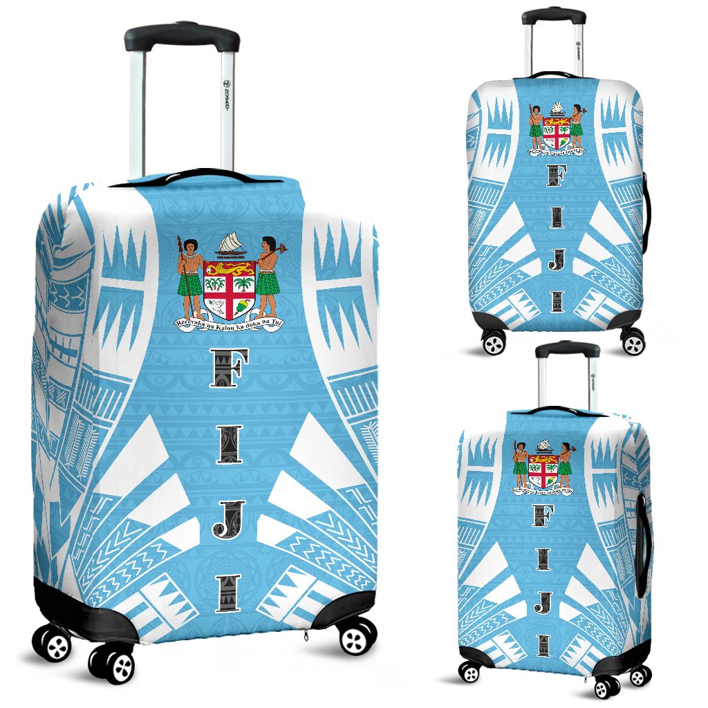 Fiji Luggage Cover - Polynesian Tattoo Flag SkyBlue - Polynesian Pride