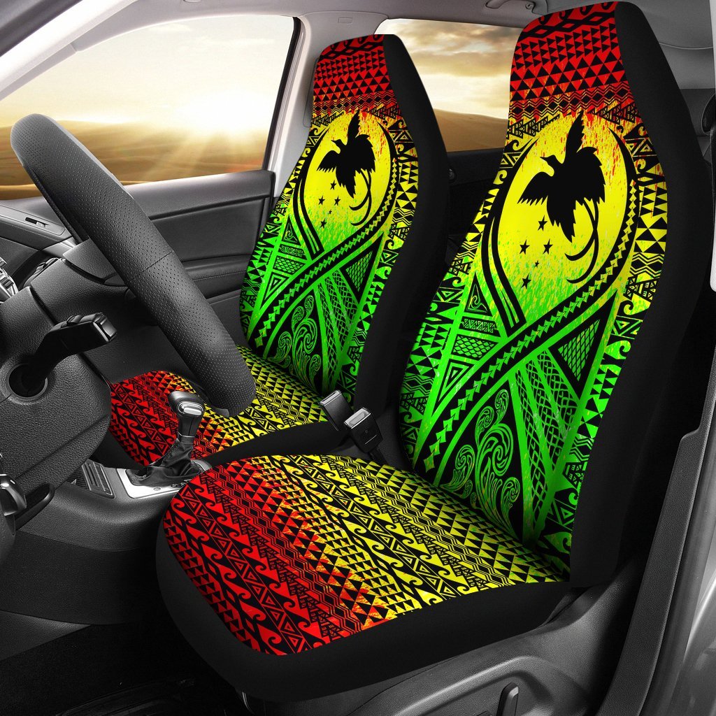 Papua New Guinea Car Seat Cover - Papua New Guinea Flag Polynesian Tattoo Reggae Universal Fit Reggae - Polynesian Pride