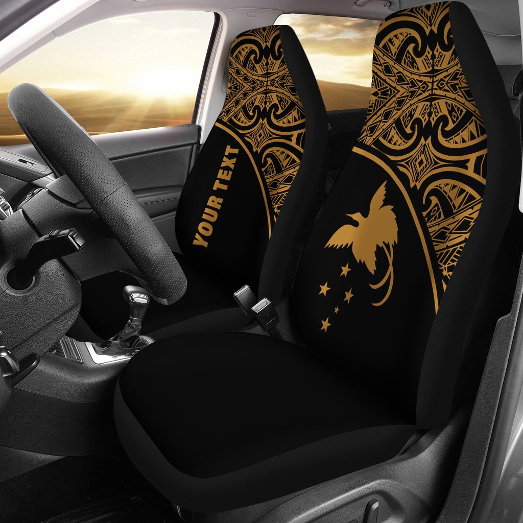 Papua New Guinea Custom Personalised Car Seat Covers - Papua New Guinea FLag Polynesian Gold Curve Universal Fit Gold - Polynesian Pride