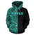 Hawaii Kanaka Polynesian Zip up Hoodie The Half Turquoise - Polynesian Pride