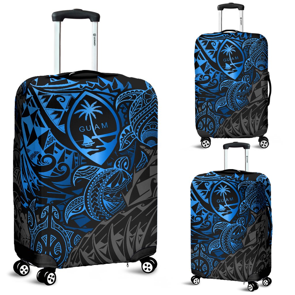 Guam Polynesian Luggage Covers - Blue Turtle Flowing Blue - Polynesian Pride