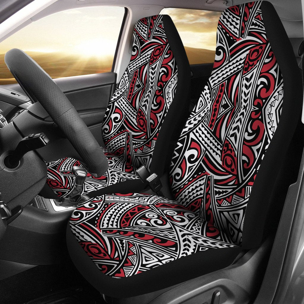 Polynesian Car Seat Covers - Polynesian Tattoo Universal Fit Red - Polynesian Pride