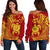 Hawaii Polynesian Women's Off Shoulder Sweater - Vintage Polynesian Turtle (Red) - Polynesian Pride