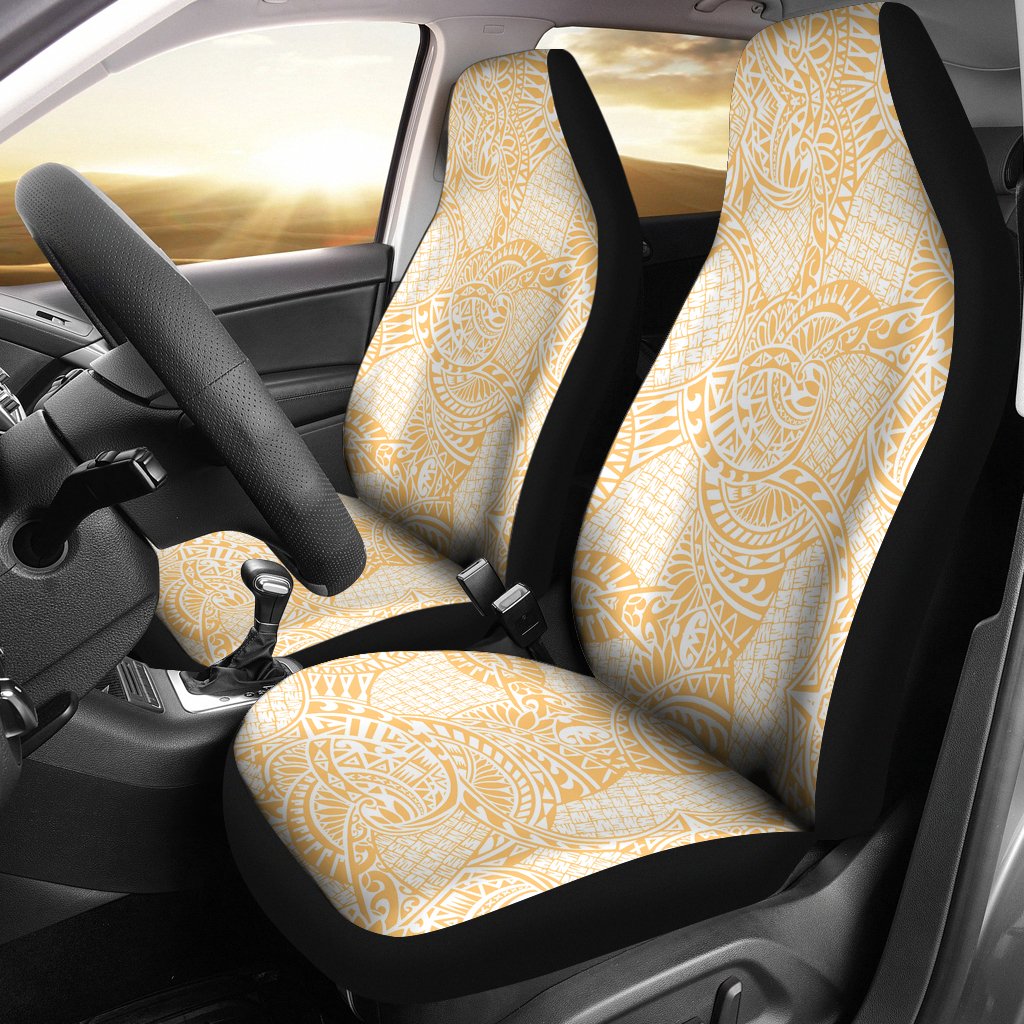 Polynesian Car Seat Cover - Polynesian Tattoo 26 Universal Fit Yellow - Polynesian Pride