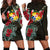 Tonga Hoodie Dress - Tonga Coat Of ArmsHibiscus Black - Polynesian Pride