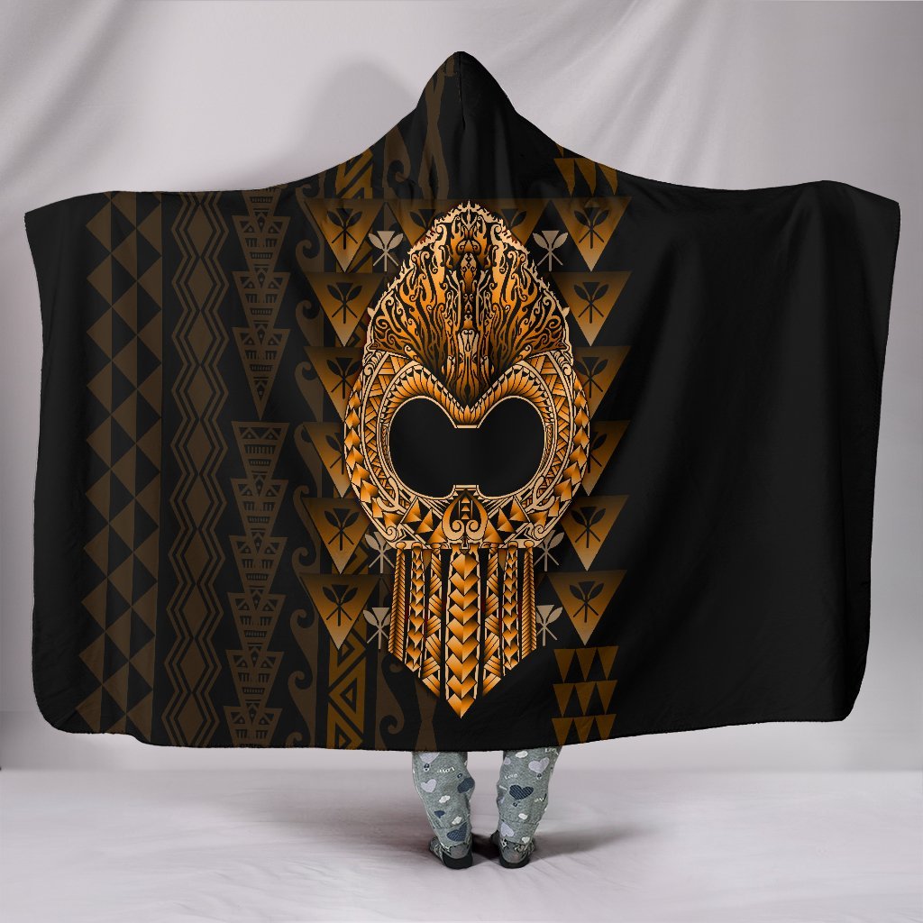 Hawaii Polynesian Hooded Blanket - Ikaika Hawaiian Hooded Blanket Black - Polynesian Pride