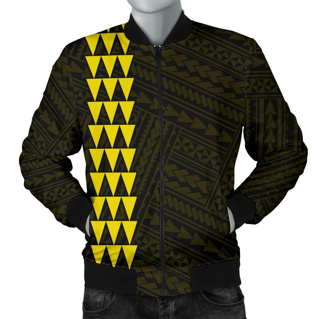 Hawaii Kakau Polynesian Turtle Map Men's Bomber Jacket - Yellow Yellow - Polynesian Pride