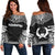 Pohnpei Polynesian Chief Women's Off Shoulder Sweater - Black Version Black - Polynesian Pride