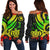 Hawaii Women Off Should Sweater - Reggae Tentacle Turtle Art - Polynesian Pride