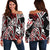 Wallis And Futuna Women's Off Shoulder Sweaters - Tribal Flower Special Pattern Red Color Red - Polynesian Pride