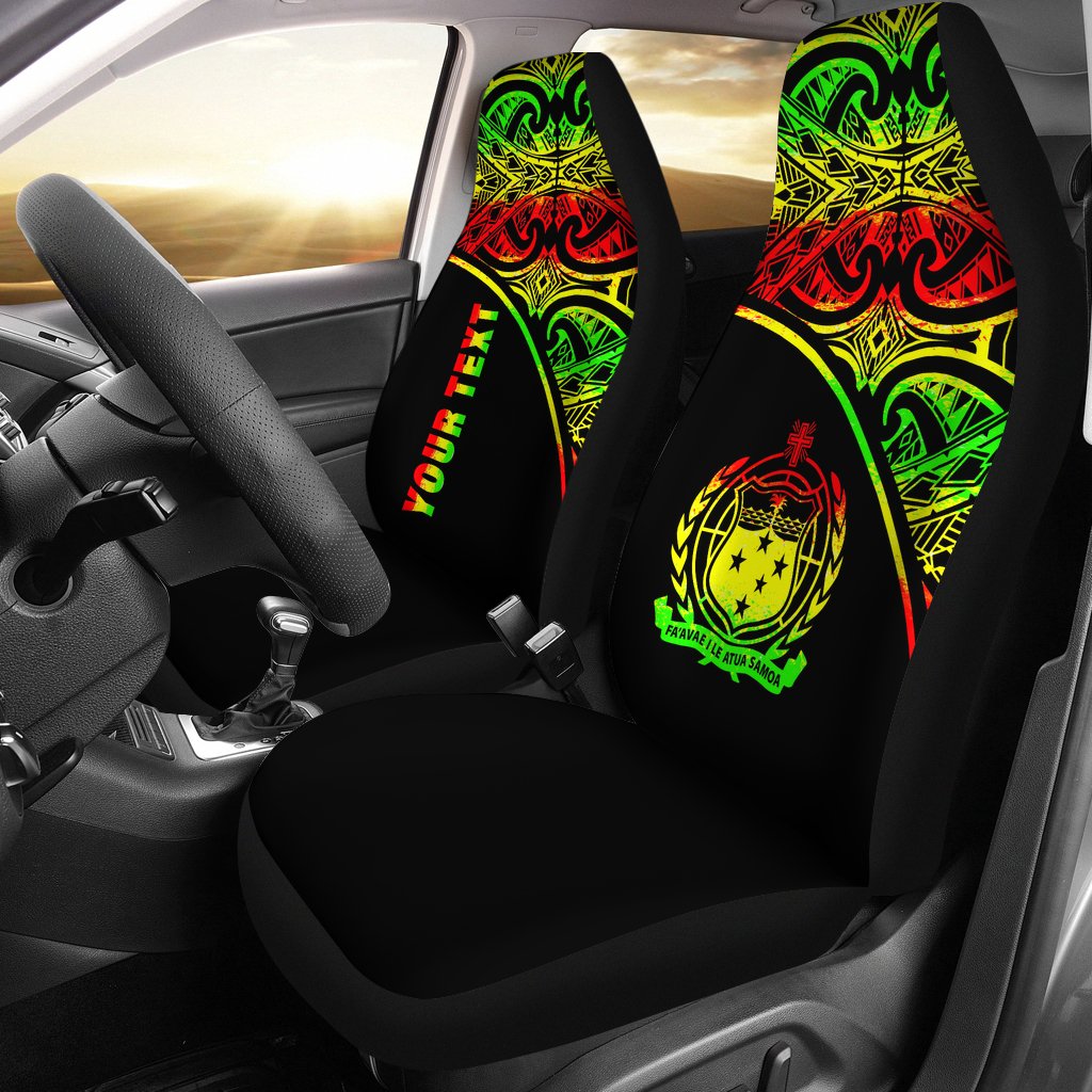 Samoa Custom Personalised Car Seat Covers - Samoa Coat Of Arms Polynesian Reggae Curve Universal Fit Reggae - Polynesian Pride