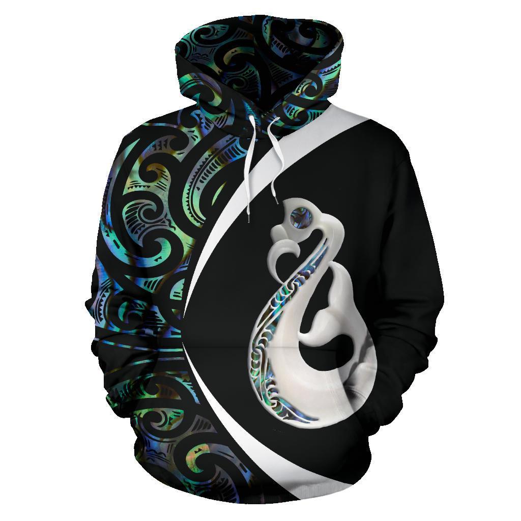 Maori Manaia Paua Shell Hoodie Patea 273 Circle Style Pullover Hoodie Art - Polynesian Pride