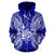 New Caledonia Polynesian All Over Zip up Hoodie Map Blue - Polynesian Pride