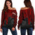 Tahiti Women's Off Shoulder Sweater - Tahiti Seal In Heartbeat Patterns Style (Red) - Polynesian Pride