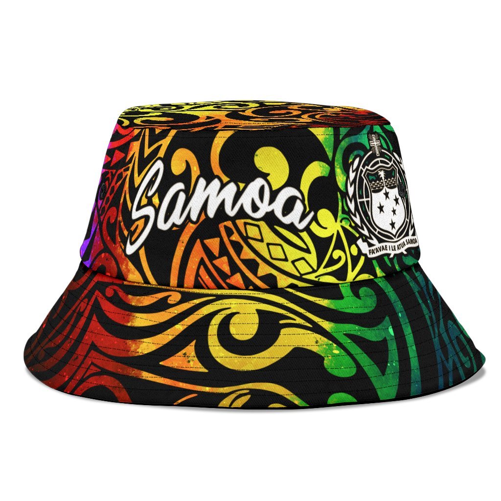 Samoa Bucket Hat - Rainbow Polynesian Pattern Bucket Hat One Size Reggae - Polynesian Pride
