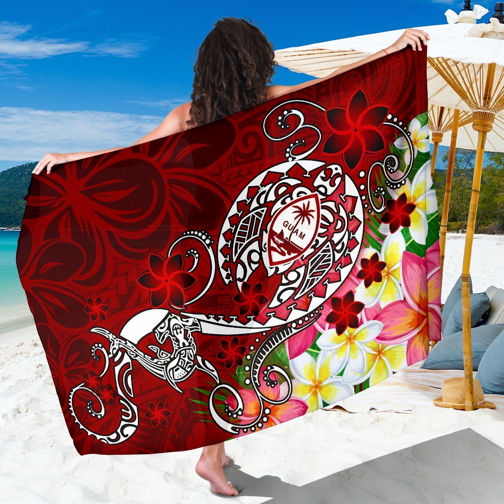 Guam Sarong - Turtle Plumeria (Red) One Style One Size Red - Polynesian Pride